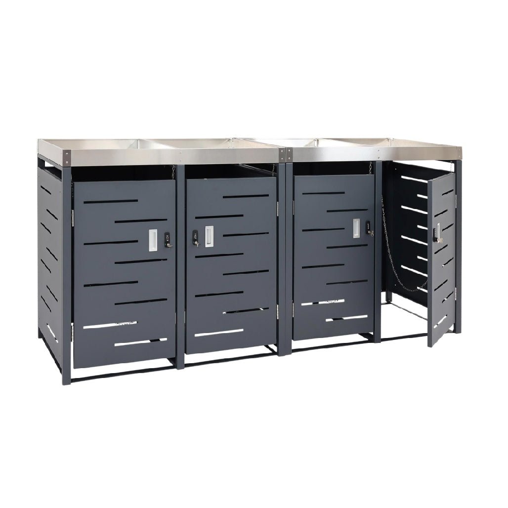 Outdoor Storage Cabinet with Sliding Doors for Garden Use in Steel - 150 x 60 x 90